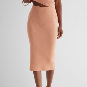 - High Waisted Ribbed Shine Midi Sweater Skirt express womens size XL wome…